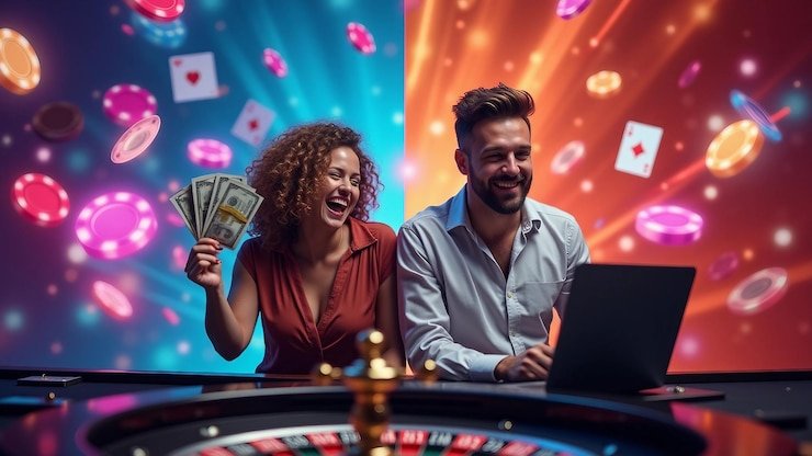 Live dealer studio setup at slot828 login Bikini Paradise with professional table and HD camera array