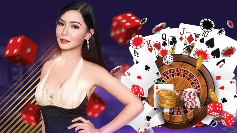 Live casino dealer in professional multi-camera studio setup